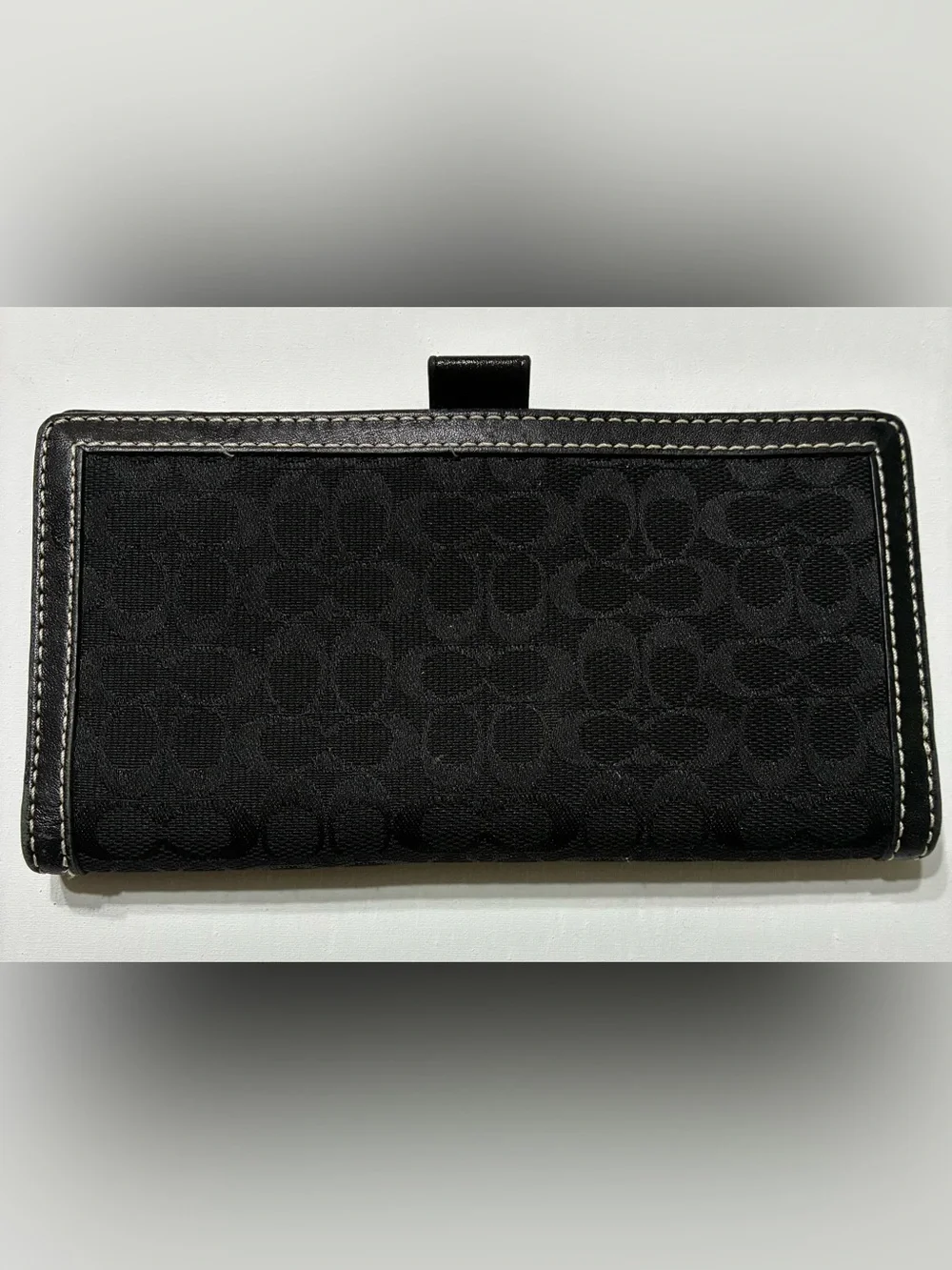 vintage Coach Signature jacquard checkbook cover Canvas & leather
